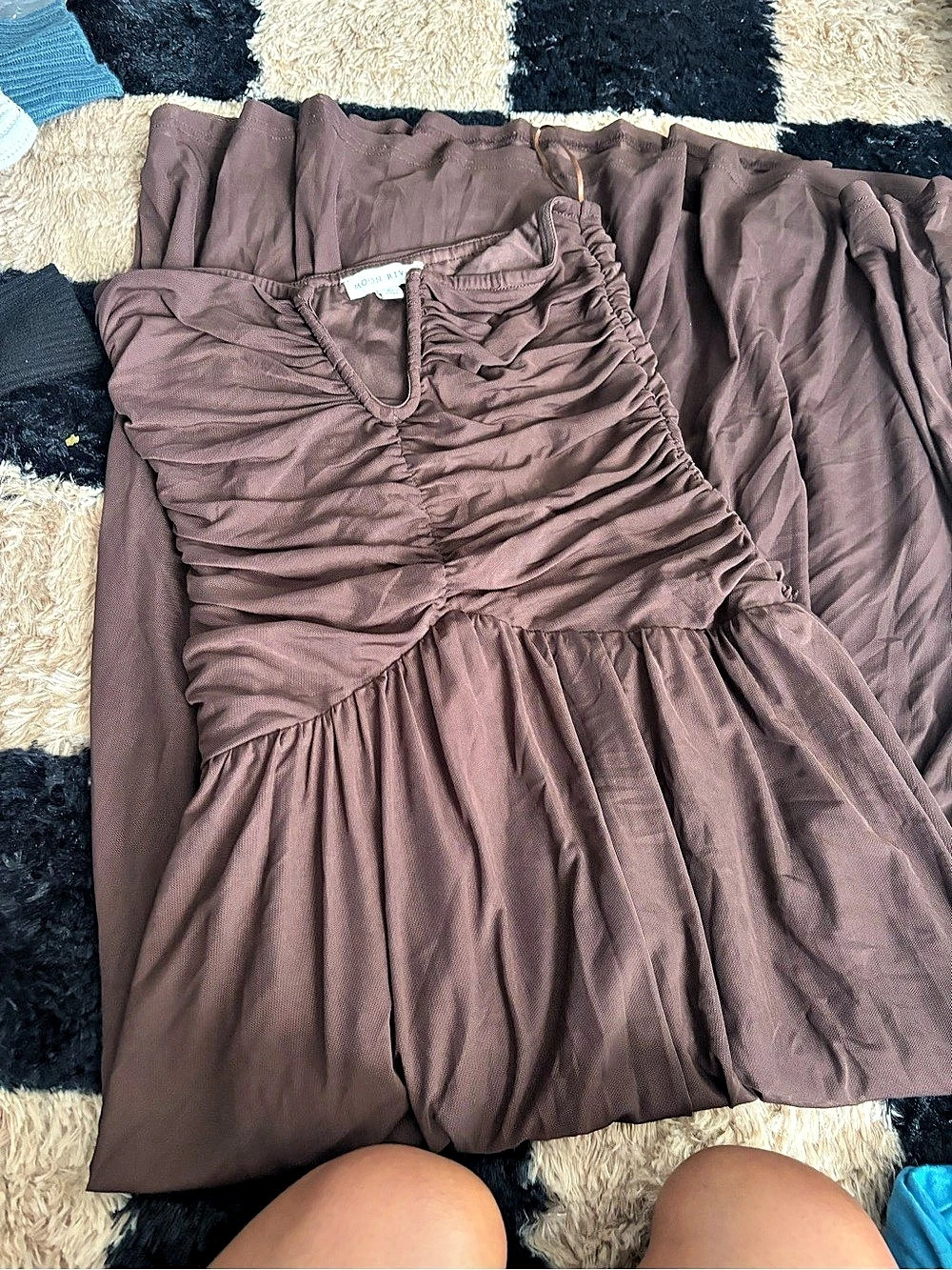 Moon River Ruched Dress in Brown Size Small